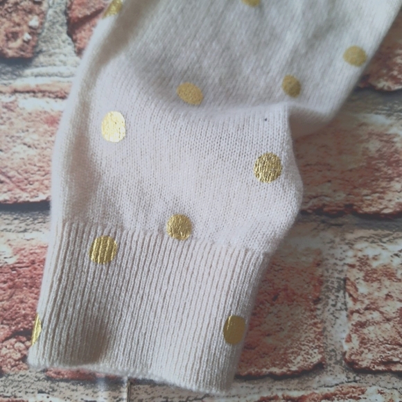 Garnet Hill | Ophelia Cashmere Side-Button Sweater - Cream/Gold Polkadot - Picture 10 of 16